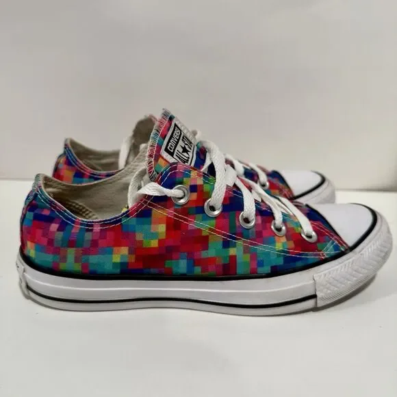 Converse Chuck Taylor Pixel Shoes W6/M4 Pink Blue White Canvas Lace Up Sneakers - Picture 5 of 11